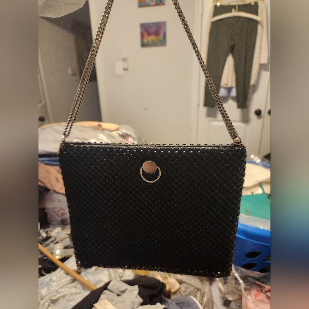 Black beaded evening bag